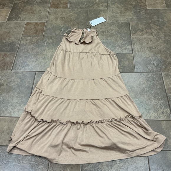 🔥3/$42 w FREE SHIPPING🔥 Tiered Ruffle Maxi Dress in Tan - Picture 1 of 5